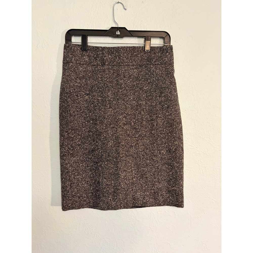 Banana Republic Mad Men Pencil Skirt 4 Black/Gray Tweed Wool Silk Dark Academia